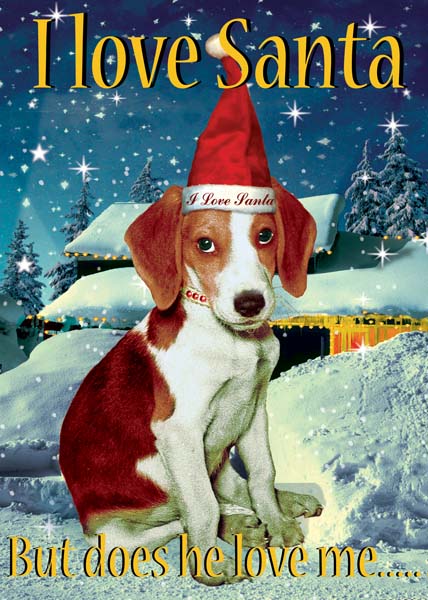 I Love Santa Dog Christmas Greeting Card by Max Hernn - Click Image to Close